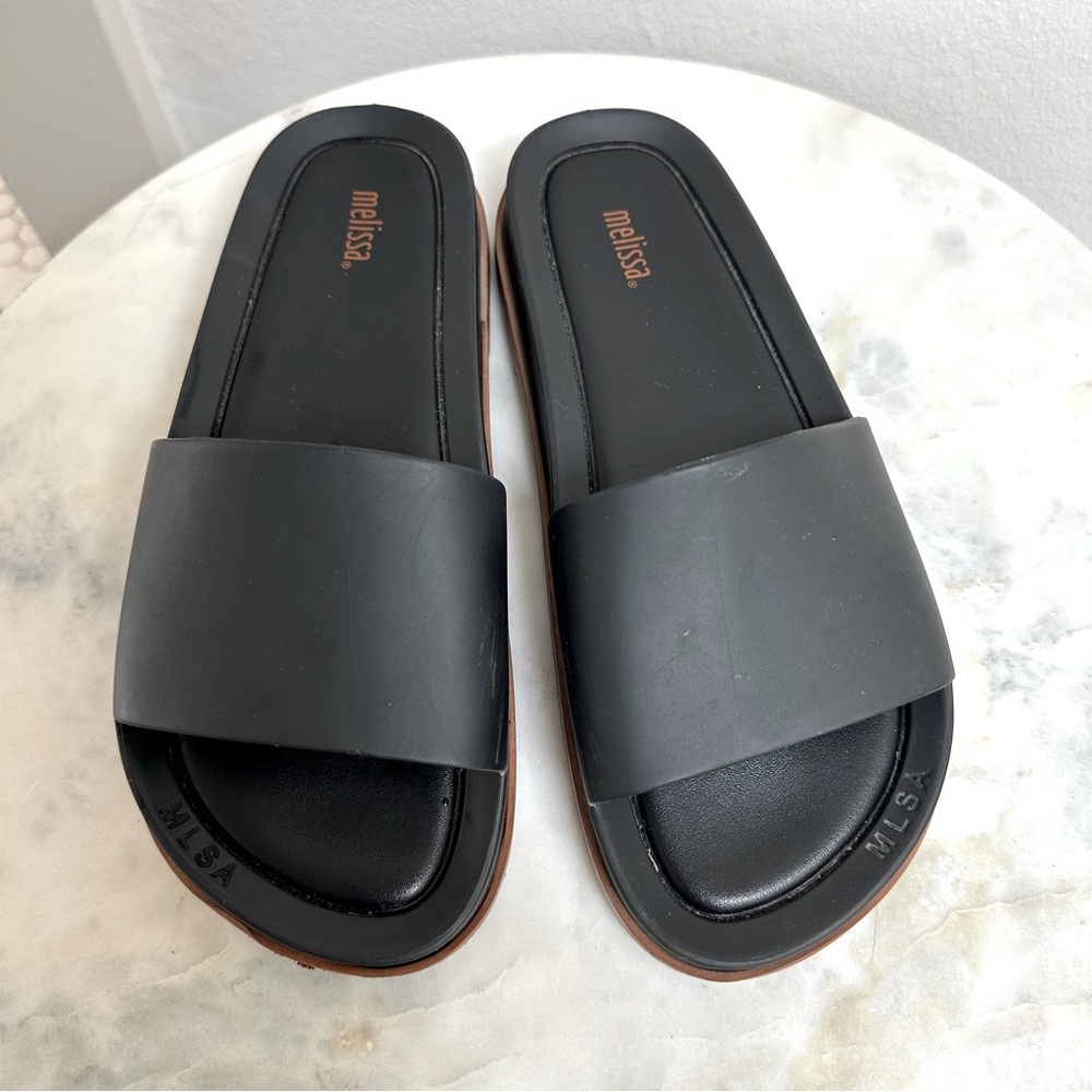 Melissa Black & Brown Slide Shoes EUC 7